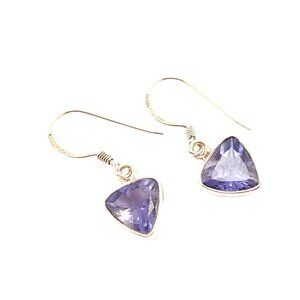 Trillion Tanzanite 925 Sterling Silver Dangle Earrings